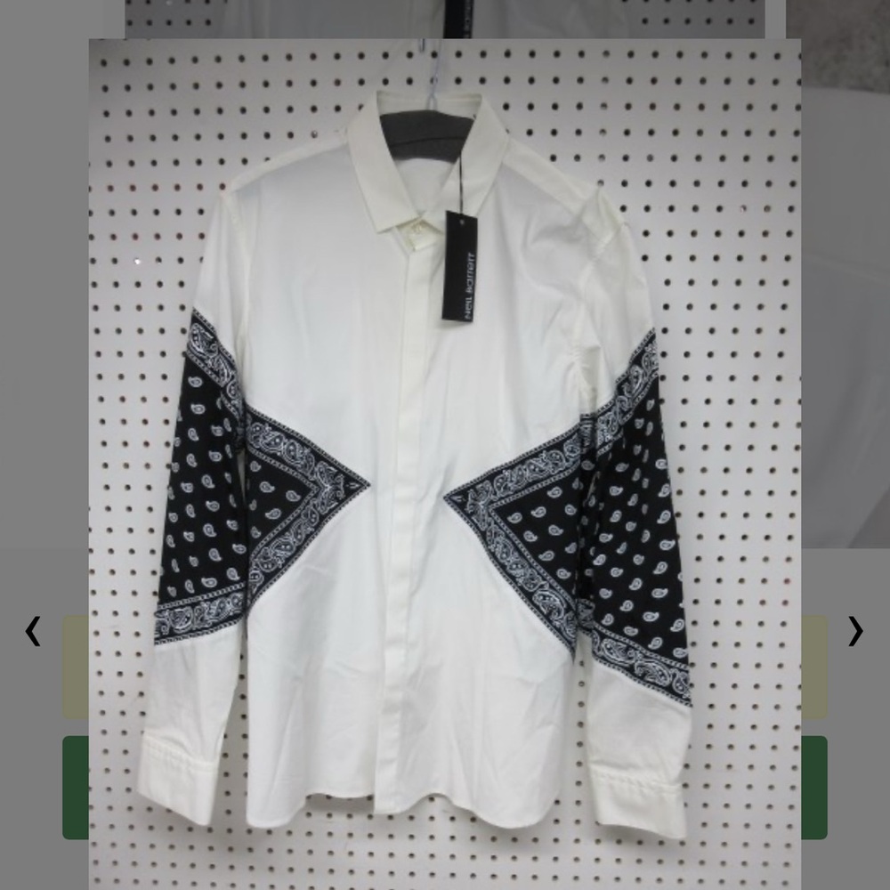 White and Black Patterned Men's Shirt